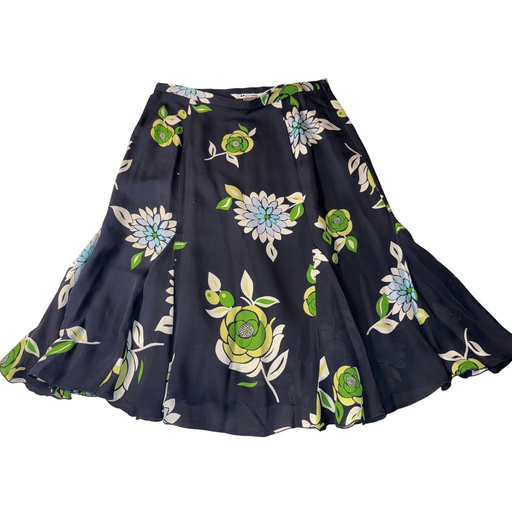 Nygard Collection Navy Floral A-Line Skirt Size 8 Y2K Indie‎ Sleaze Retro